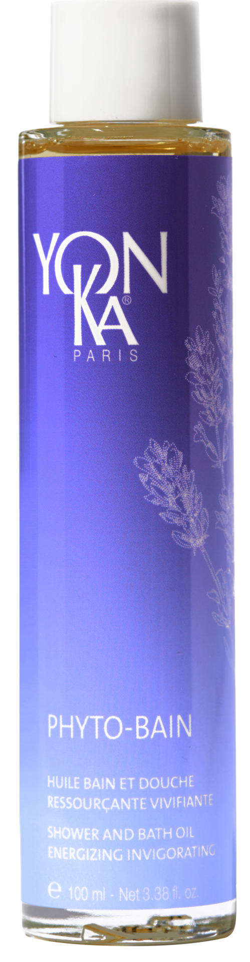 Flacon d'huile de douche Phyto-Bain de Yon-Ka, beauté au sein de l'Institut Casarosa.